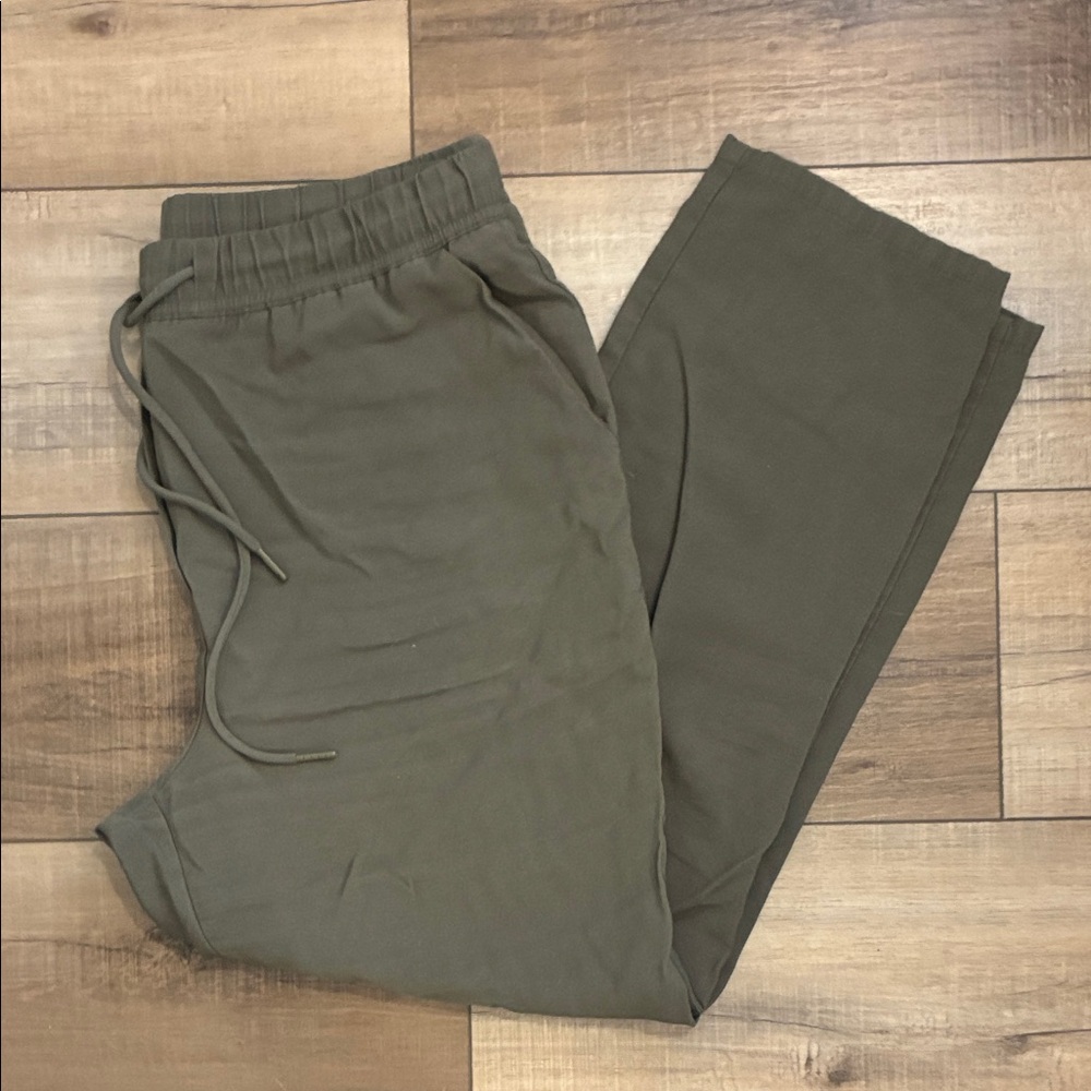 Mango Khaki Cotton Drawstring Pants